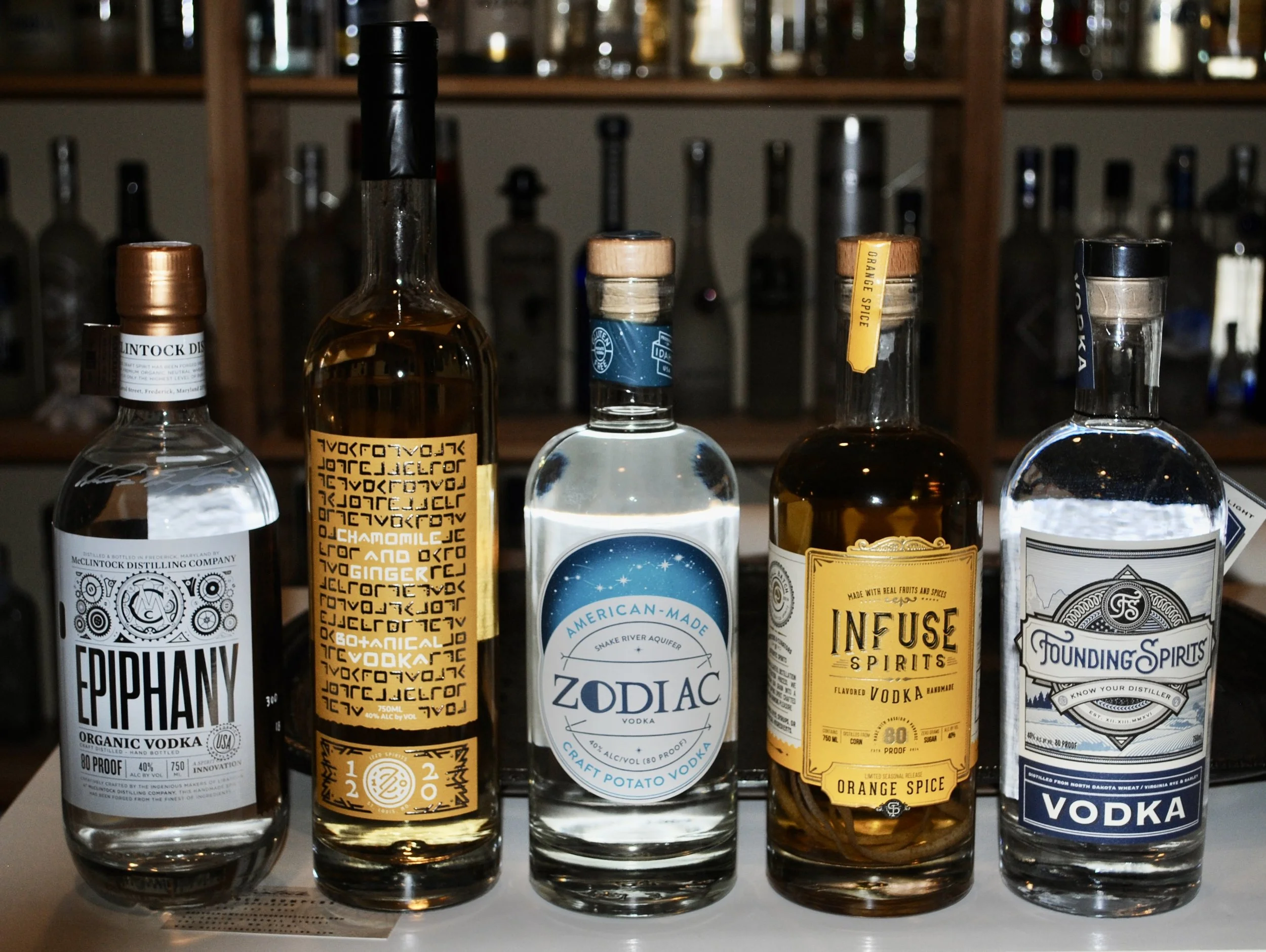 Epiphany, 
Botanical – chamomile & ginger, 
Zodiac, 
Infuse – orange spice, 
Founding Spirits 