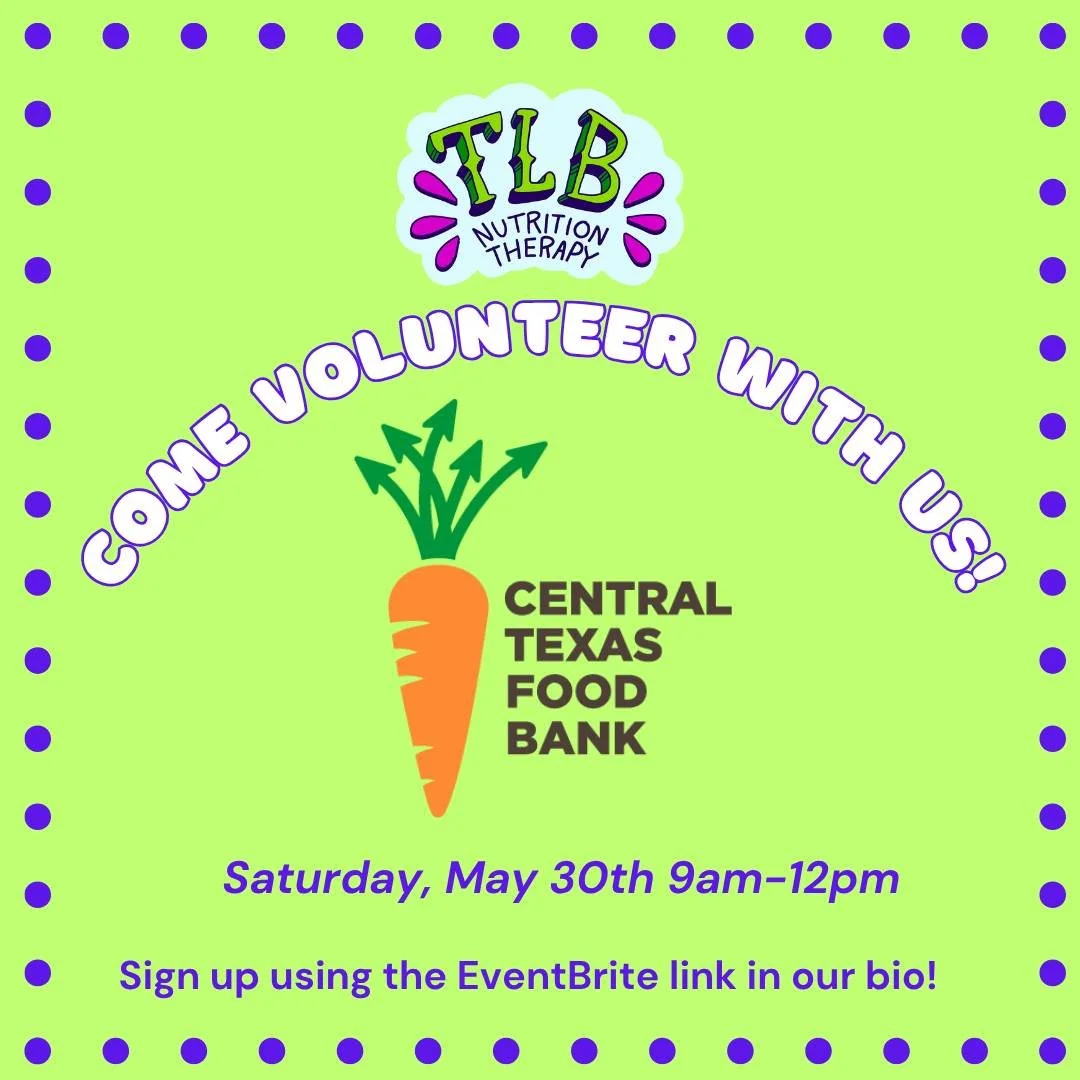 🌟 Volunteer with TLB Nutrition Therapy! 🌟

Join our team for a morning of community service at the Central Texas Food Bank as we help support food access in our community. We&rsquo;d love for you to volunteer alongside us!

📅 Saturday, May 30
⏰ 9: