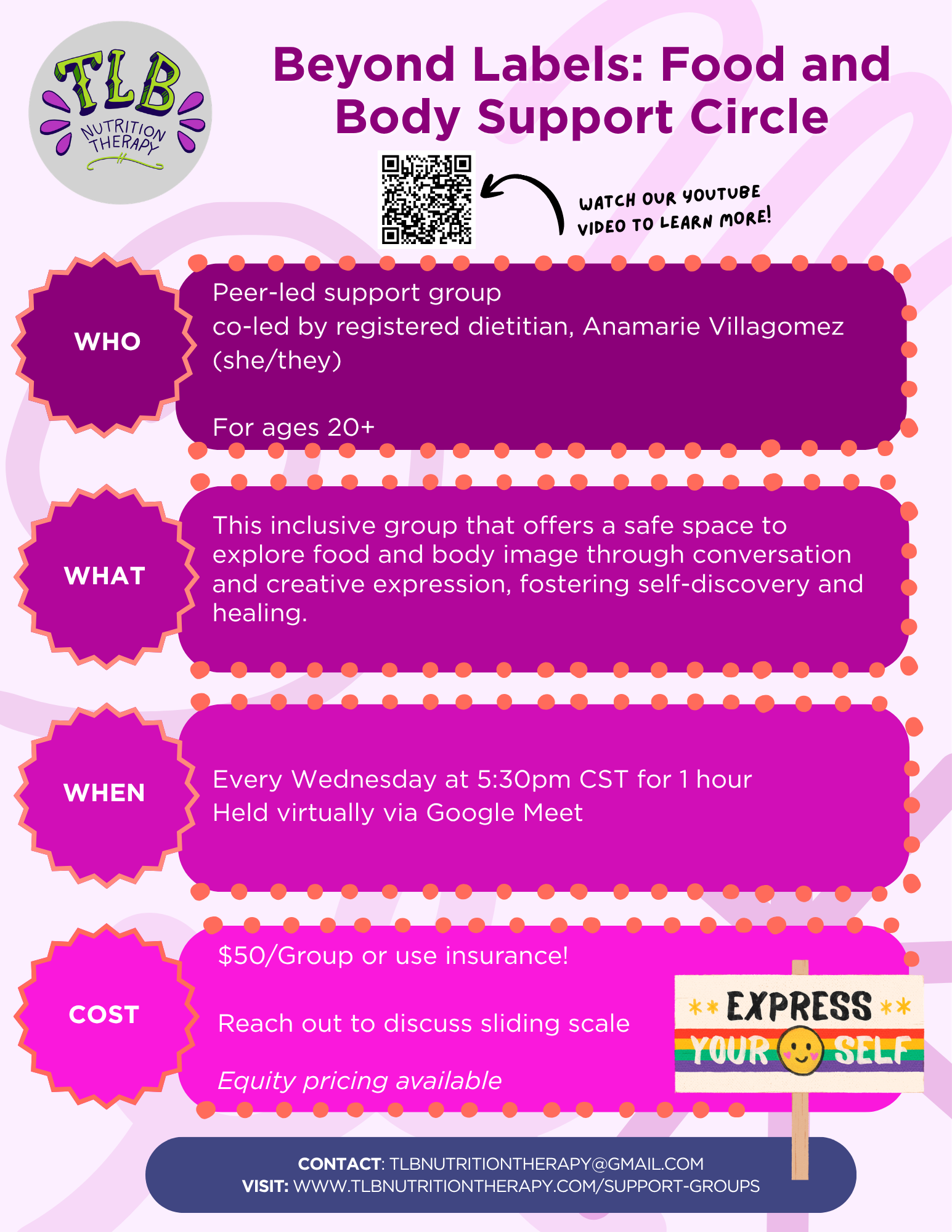 Beyond Labels support group flyer.