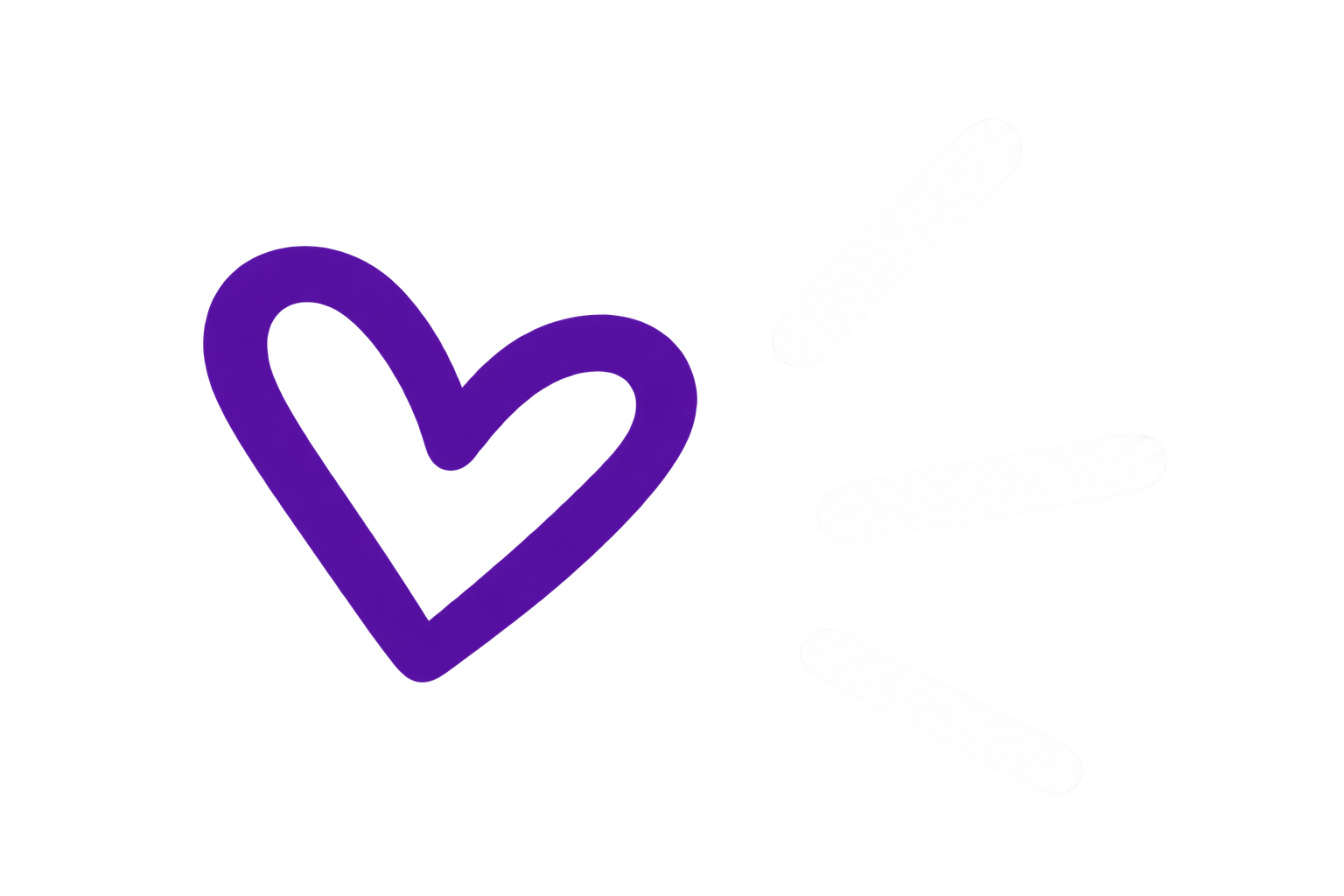 Purple heart with 3 white lines