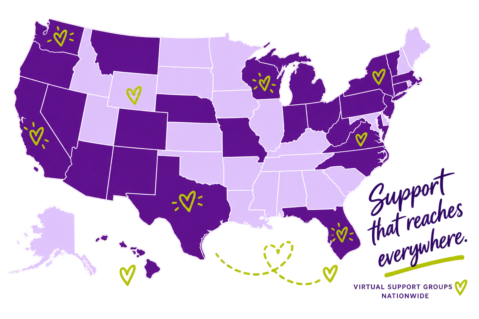 United States with wording that says "support that reaches everywhere"