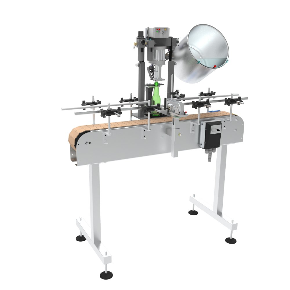 Automatic Pneumatic Crown Bottle Capping Machine with Conveyor