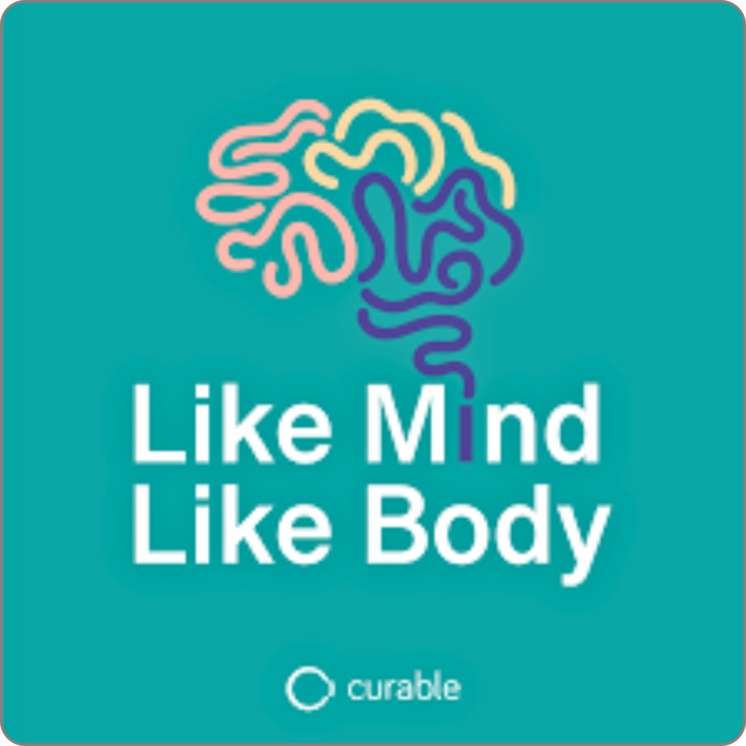 Teal background with white text that says 'I like Mindful Little Book' and a small logo of Curable at the bottom.