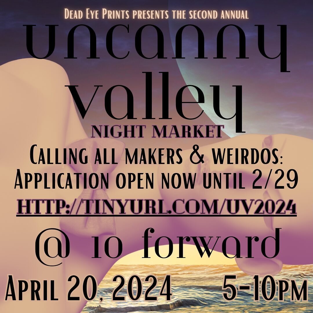 app is open for the 2024 Uncanny Valley makers market&mdash;this time, at night! come one come all weirdos, queerdos, and beyond 👽🙃 app l!nk is in my b!o as well, and will stay open until 2/29.
.
.
.
.
#makersmarket #nightmarket #massachusettsmaker