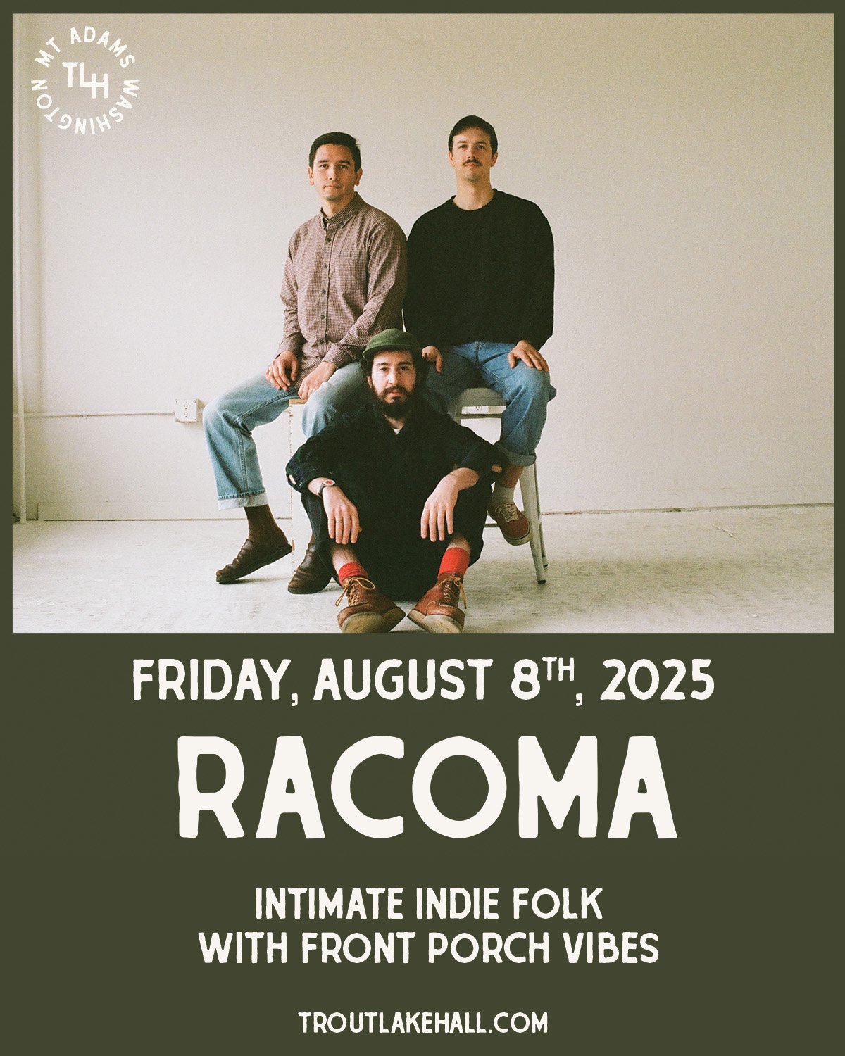 Just Announced! 🎟️ On Sale Now - Racoma / Jacob Miller
🎶 Intimate indie folk with front porch vibes
📅 Friday, August 8th, 2025
🕕 Doors at 6pm / Show at 7pm
🎟️ $20 Advance // $25 Day Of Show
👨‍👩‍👧‍👦 All Ages
Seattle’s @rac