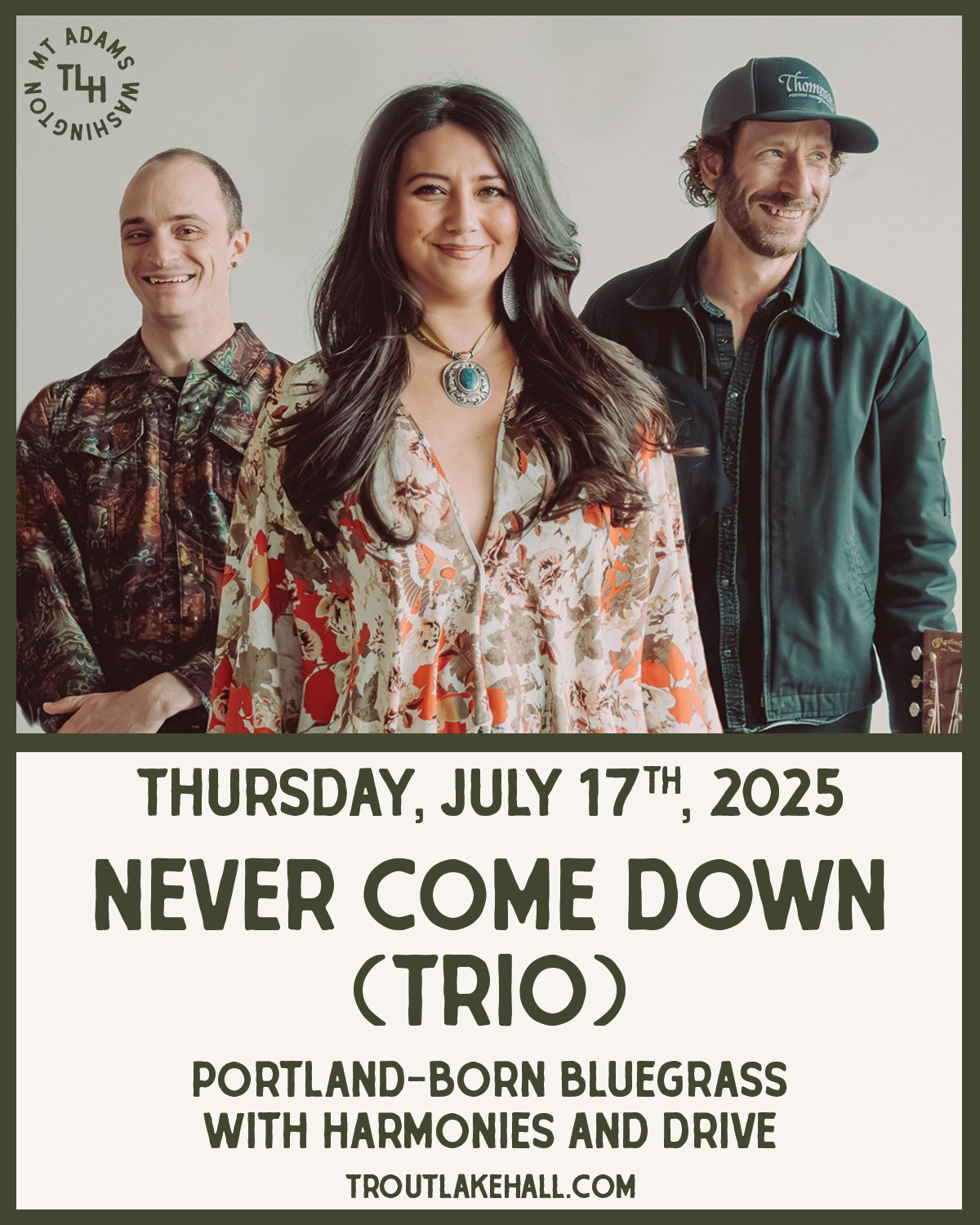 Just Announced: @@nevercomedownband (Trio) joins the bill!
Thursday, July 17th we welcome two powerhouse acoustic acts to The Hall. @stillhousejunkies return with their signature mix of roots, bluegrass, swing, and improvisational fire—and now