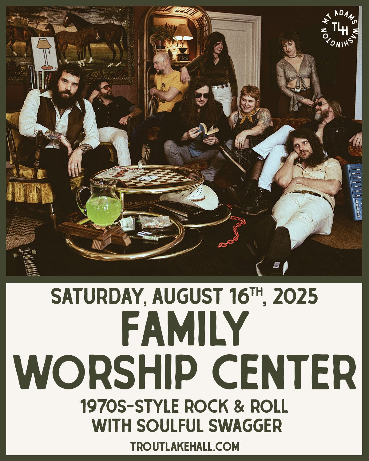 🎹 Soul. Swagger. Salvation.
Join us Saturday, August 16 for a night of redemptive rock n’ roll with @familywarship, bringing a sound that echoes early Stones, Leon Russell, and The Band. Formed in Nashville and now based in Portland, FWC chann