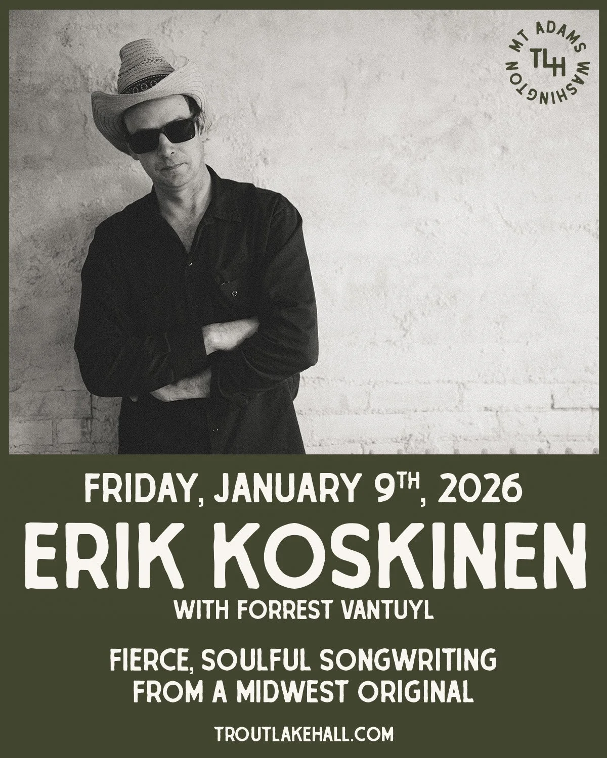 ON SALE NOW! - @erik_koskinen / @forrestvantuyl
A country band with a spiritual hunger for rock &rsquo;n&rsquo; roll, blues, and gospel
📅 Friday, January 9th, 2026
⏰ 6pm Doors / 7pm Show &middot; All Ages
💵 $15 Advance // $15 Day Of Show

We&rsquo;