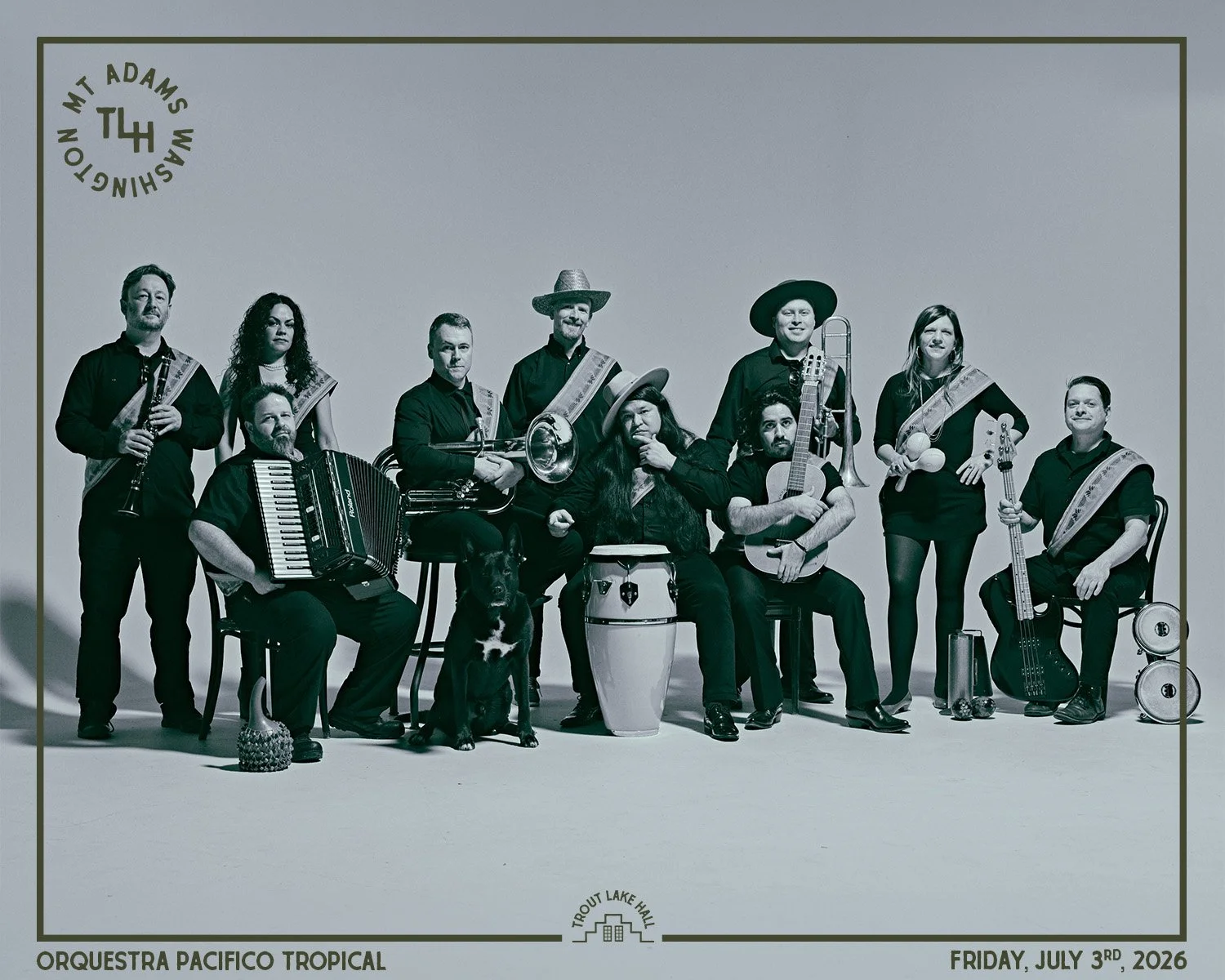 Orquestra Pacifico Tropical

Cumbia that doesn&rsquo;t sit still.

Psychedelic textures, deep rhythms, and a band that builds the night into a full-body dance. This is the kind of show where the floor fills early and stays that way.

For fans of: Chi