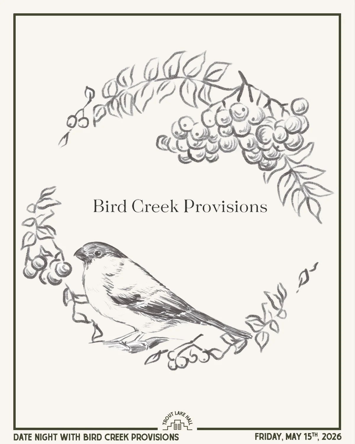 Date Night with Guest Chef Bird Creek Provisions

Local chefs Andrea Anderson and Joleen Maxwell bring their pop-up dinner to Trout Lake. A thoughtful spring menu built around fresh ingredients and simple, layered flavors.

Starter
Spring butter boar