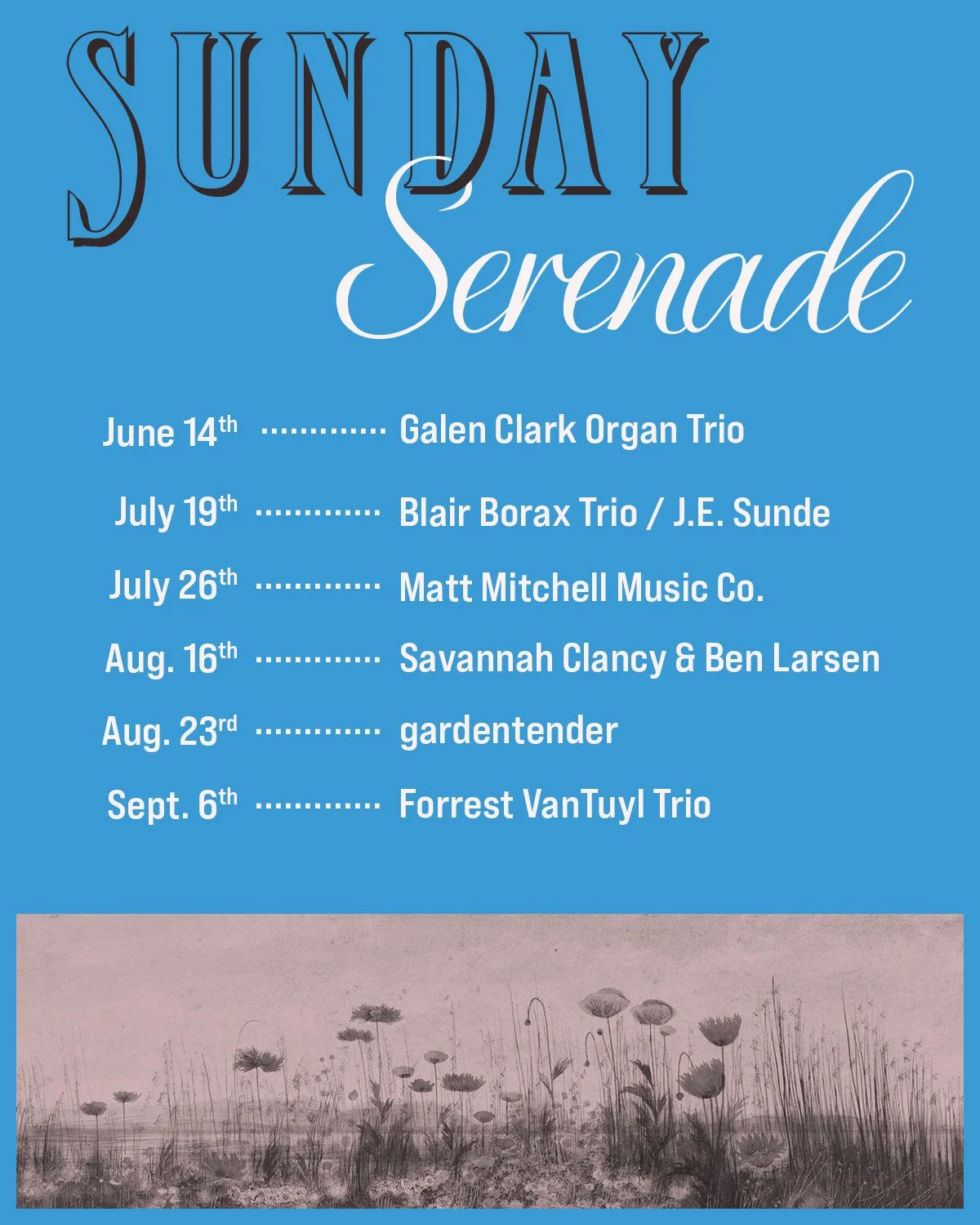 Introducing: Sunday Serenade
Brunch. Music. A slower kind of Sunday.

A new series at the Hall. Intimate, two-hour live sets paired with chef-crafted brunch available for purchase. Each Sunday leans into a different sound. Jazz, folk, country, indie.