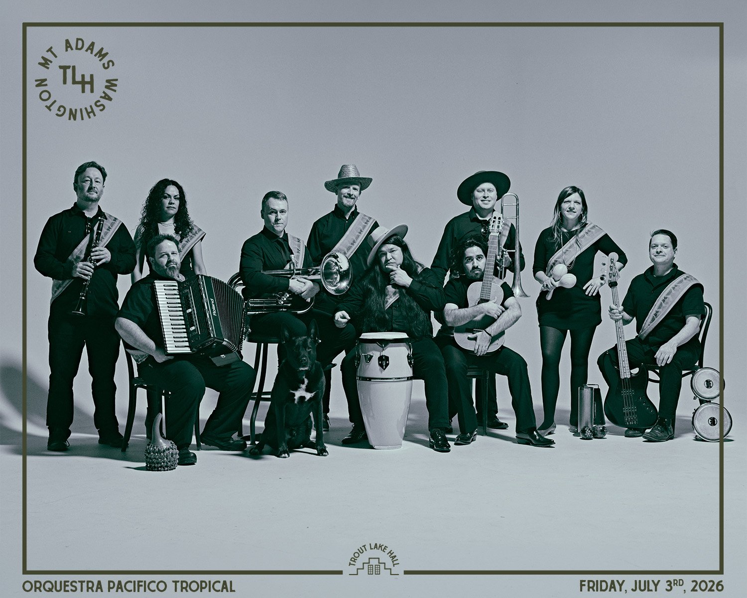 Orquestra Pacifico Tropical

Cumbia that doesn&rsquo;t sit still.

Psychedelic textures, deep rhythms, and a band that builds the night into a full-body dance. This is the kind of show where the floor fills early and stays that way.

For fans of: Chi