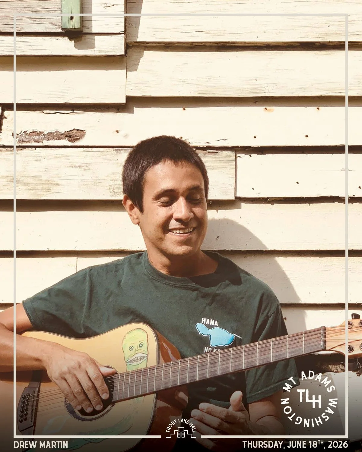 Three songwriters. Three distinct worlds. One night of music that rewards curiosity.

Drew Martin blends Hawaiian slack key roots, poetic storytelling, and songs shaped by the landscapes of Maui.

St. Yuma brings the surreal, dreamlike world of Trout