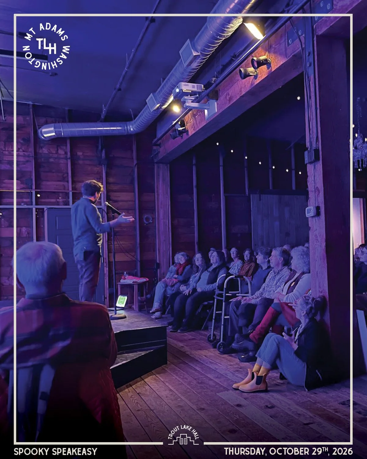 Ghost stories. River legends. Strange encounters. Family lore. The kind of tales that only seem to come alive this time of year.

This Halloween season, the Gorge Speakeasy returns to Trout Lake Hall for a special Spooky Speakeasy, an evening of live