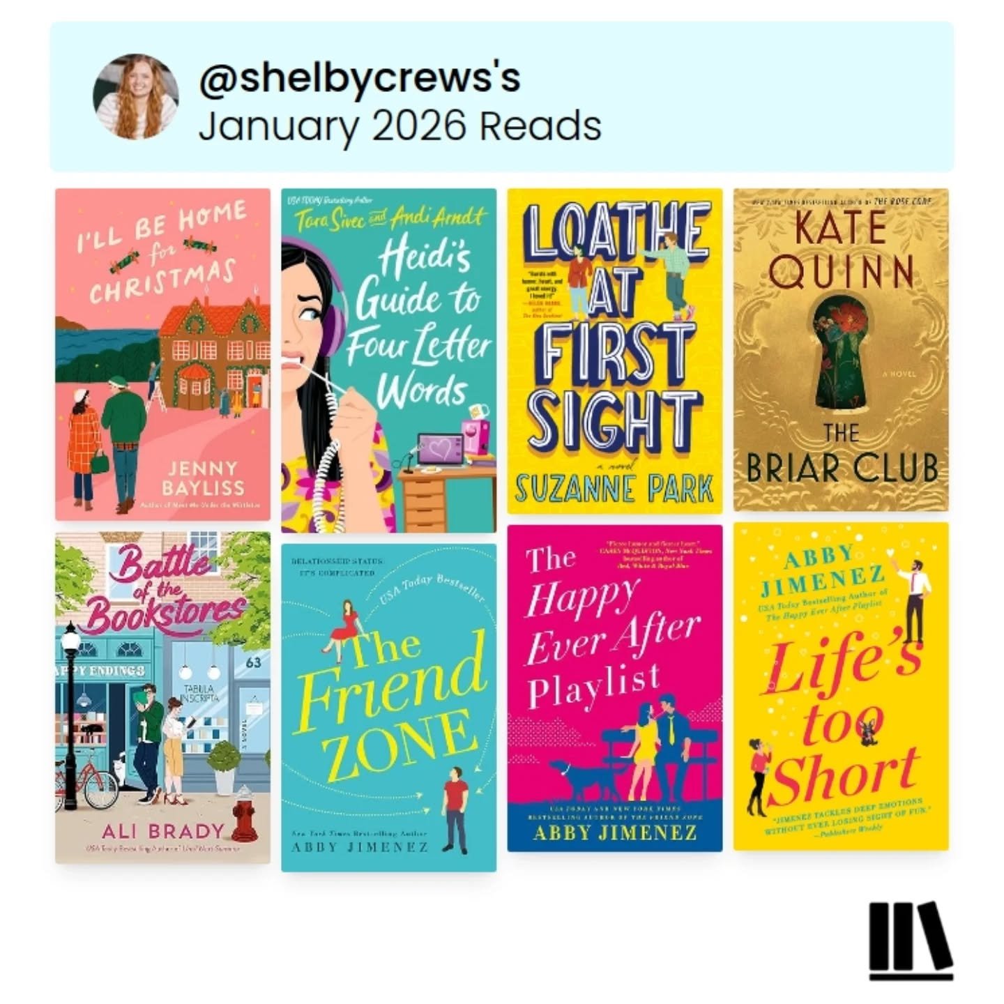 Books I finished in January 2026. I still have close to 30 physical books I already own in my TBR and I have at least 20 books that I'm waiting in line for the ebook through Libby. I made it a point back in November to try to go to as many local indi