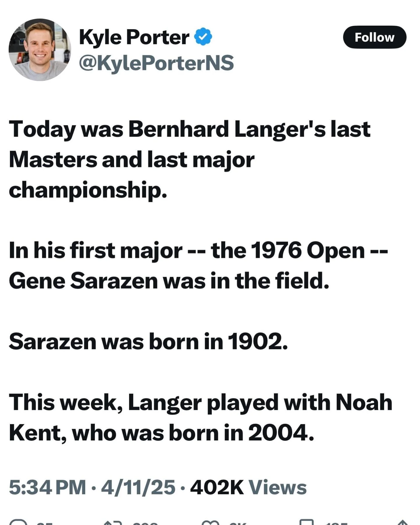 History repeating itself. Really exciting to see where this goes. @noahkent27 @bernhard.langer @themasters @gatorsmgolf #fullcircle #legendary #golfhistory #themasters @kyleporterns
