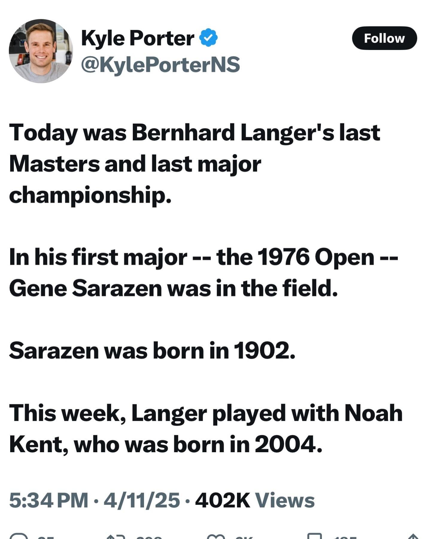 History repeating itself. Really exciting to see where this goes. @noahkent27 @bernhard.langer @themasters @gatorsmgolf #fullcircle #legendary #golfhistory #themasters @kyleporterns