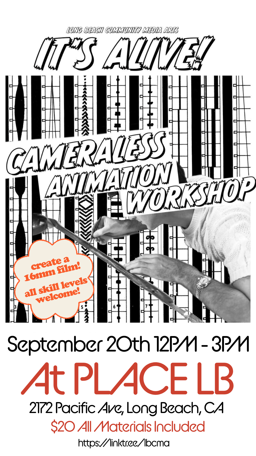 It's Alive! A hands-on DIY 16mm cameraless animation workshop