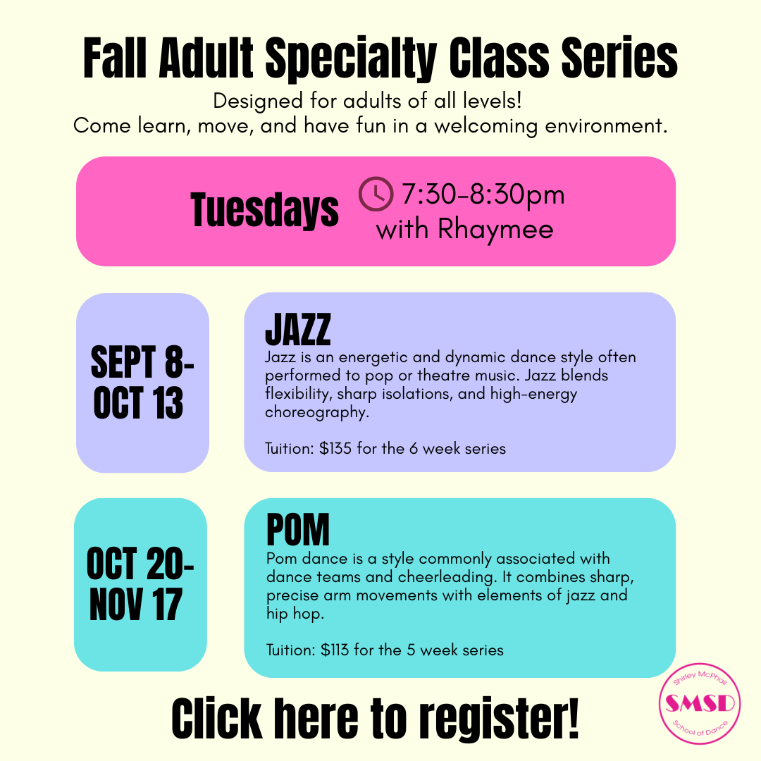 adult jazz adult pom fall specialty class series