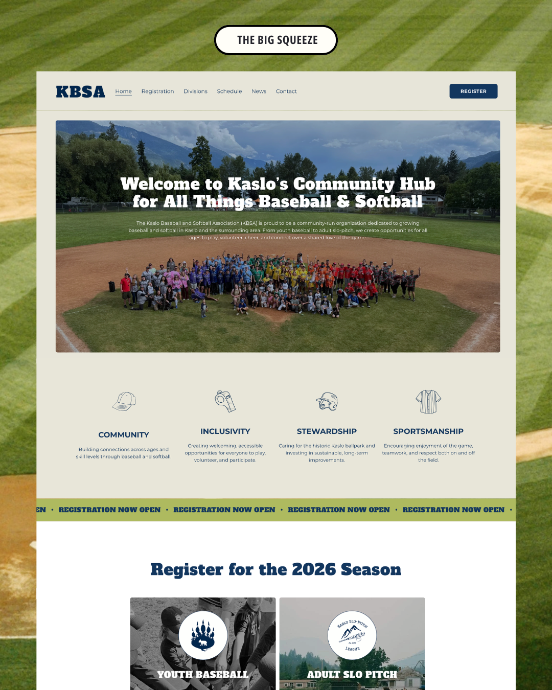Kaslo Baseball Softball Association Website Preview