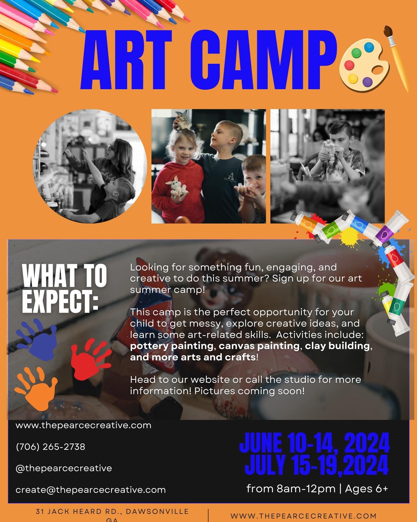 Introducing our summer art camps for 2024! Add it to your summer bucket list this year and get creative with us at The Pearce Creative !! ☀️🌊🏖️🐚

Visit our website, DM or email us for more information!! 

| family friendly art studio in Dawsonvill