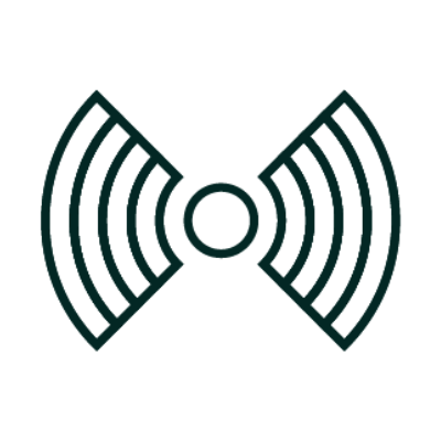 Icon of a Wi-Fi signal with a central circle and curved lines radiating outward.