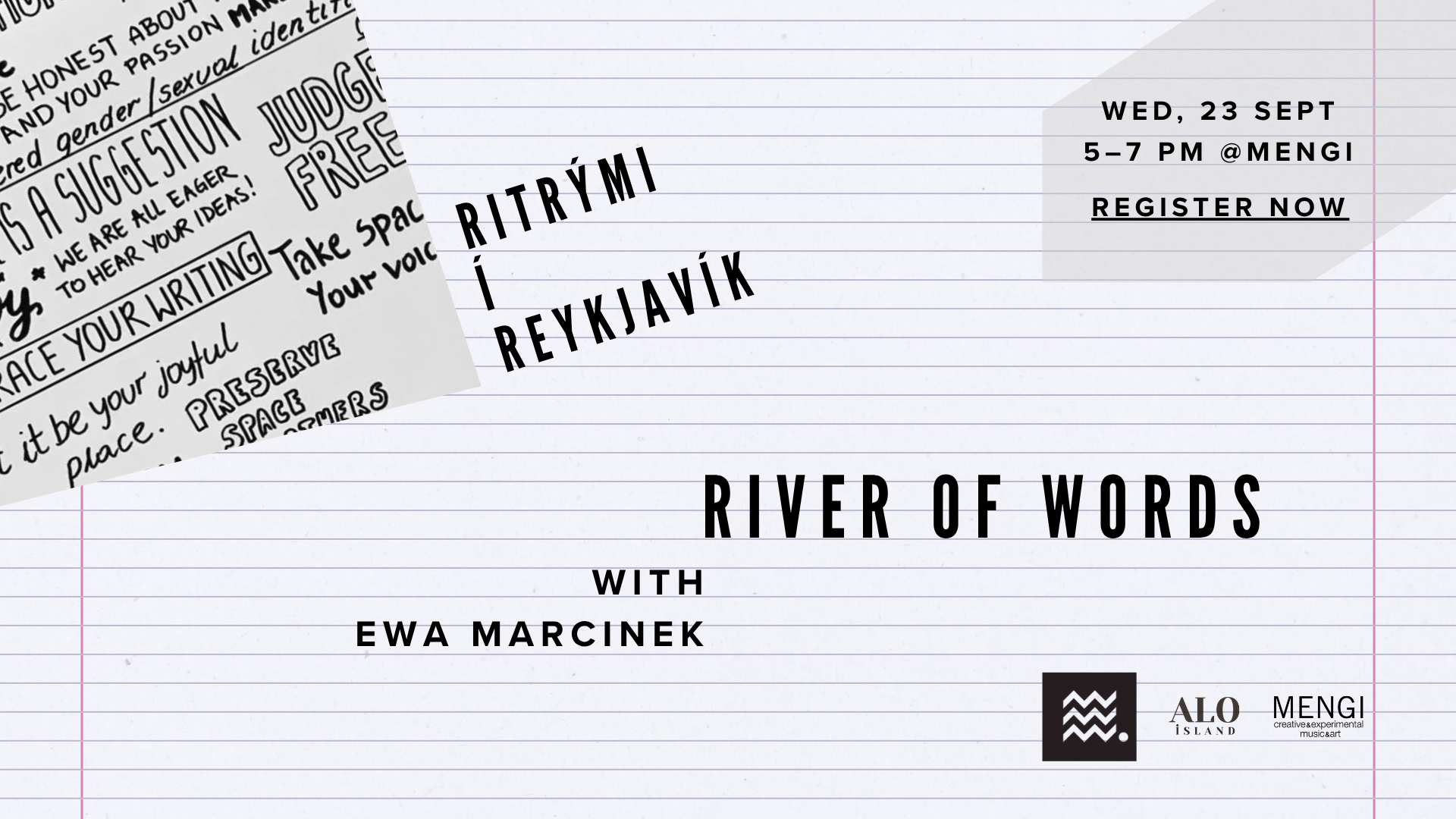 River of Words (23.09.2026) Exploring how text, voice, and sound can come together in literary experimentation. 