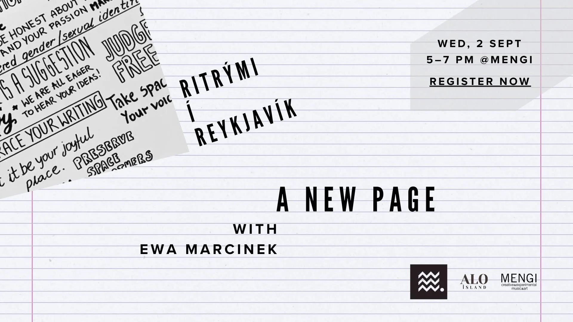 A New Page (3.09.2026) starting a new season of community writing, sharing our work, and exchanging ideas. 
