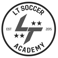 Circular logo for LT Soccer Academy with text, stars, and a stylized 'LT' in the center.