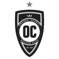 Orange County Soccer Club logo with black and white shield design