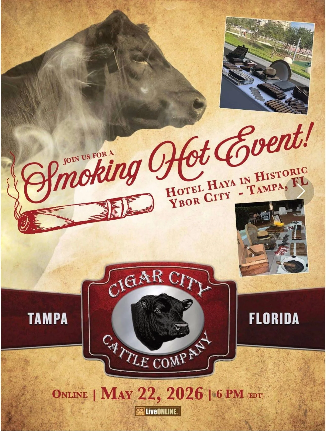 We look forward to seeing you in person at Hotel Haya or online at CCI.live at 6 PM EDT for the Annual Cigar City Spring Sale. The Cattle will be available for viewing until noon. It&rsquo;s going to be a great day. God Bless you and God Bless Americ