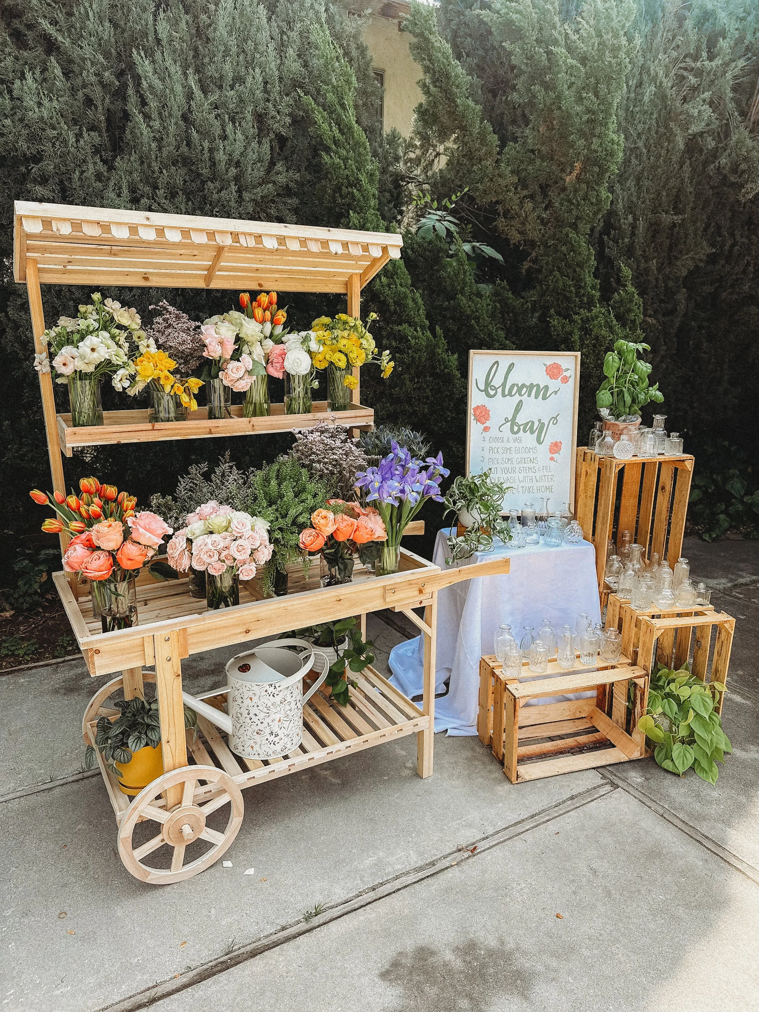 Wooden Flower Cart