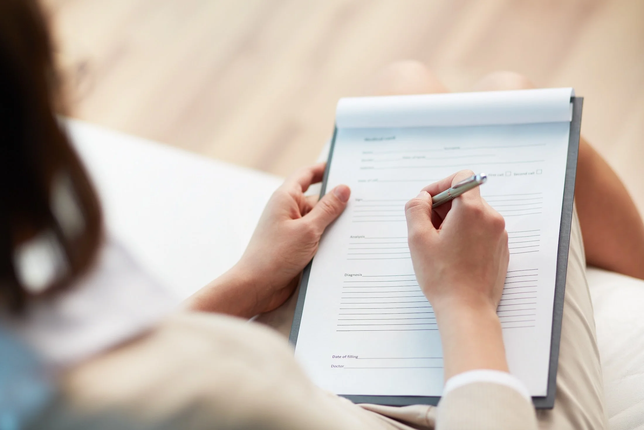 filling out labwork forms