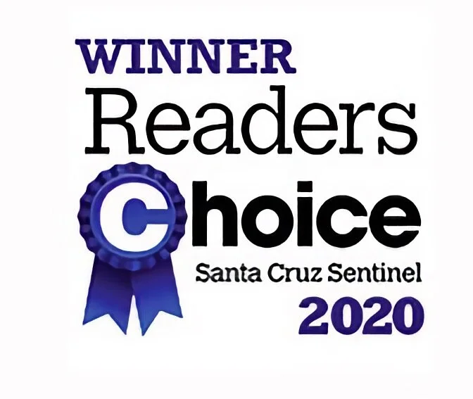 Winner of the 2020 Santa Cruz Sentinel Readers Choice award with a blue ribbon.
