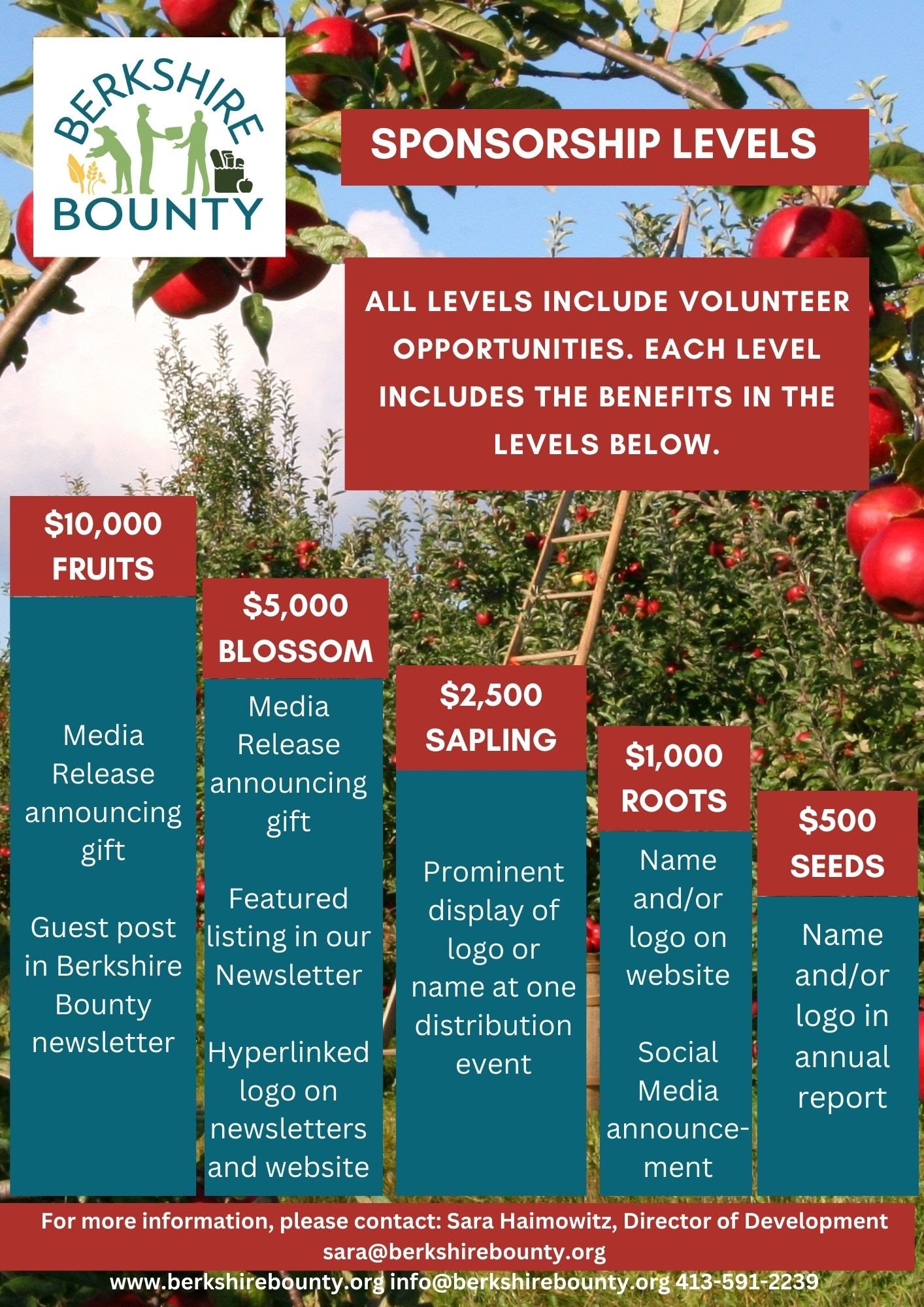 Become a Berkshire Bounty sponsor today!

Are you a business owner that cares about Food Security in your neighborhood? Berkshire Bounty is establishing a sponsorship program as a way for local businesses to be part of the solution for alleviating fo