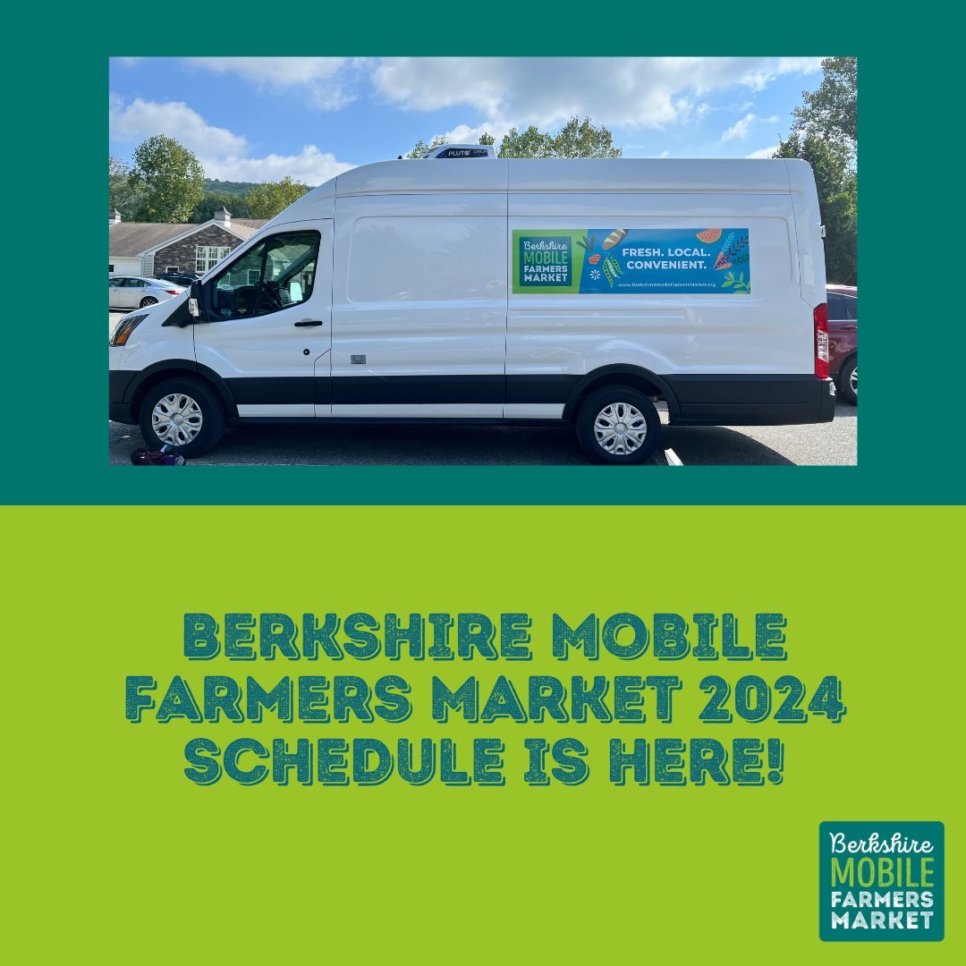 Mark your calendars!  @berkshiremobilefarmersmarket  2024 Schedule is here!

This year the mobile market will run from June 25th to October 18th with 6 locations!

We are looking forward to another season to offer fresh  local produce to the Berkshir
