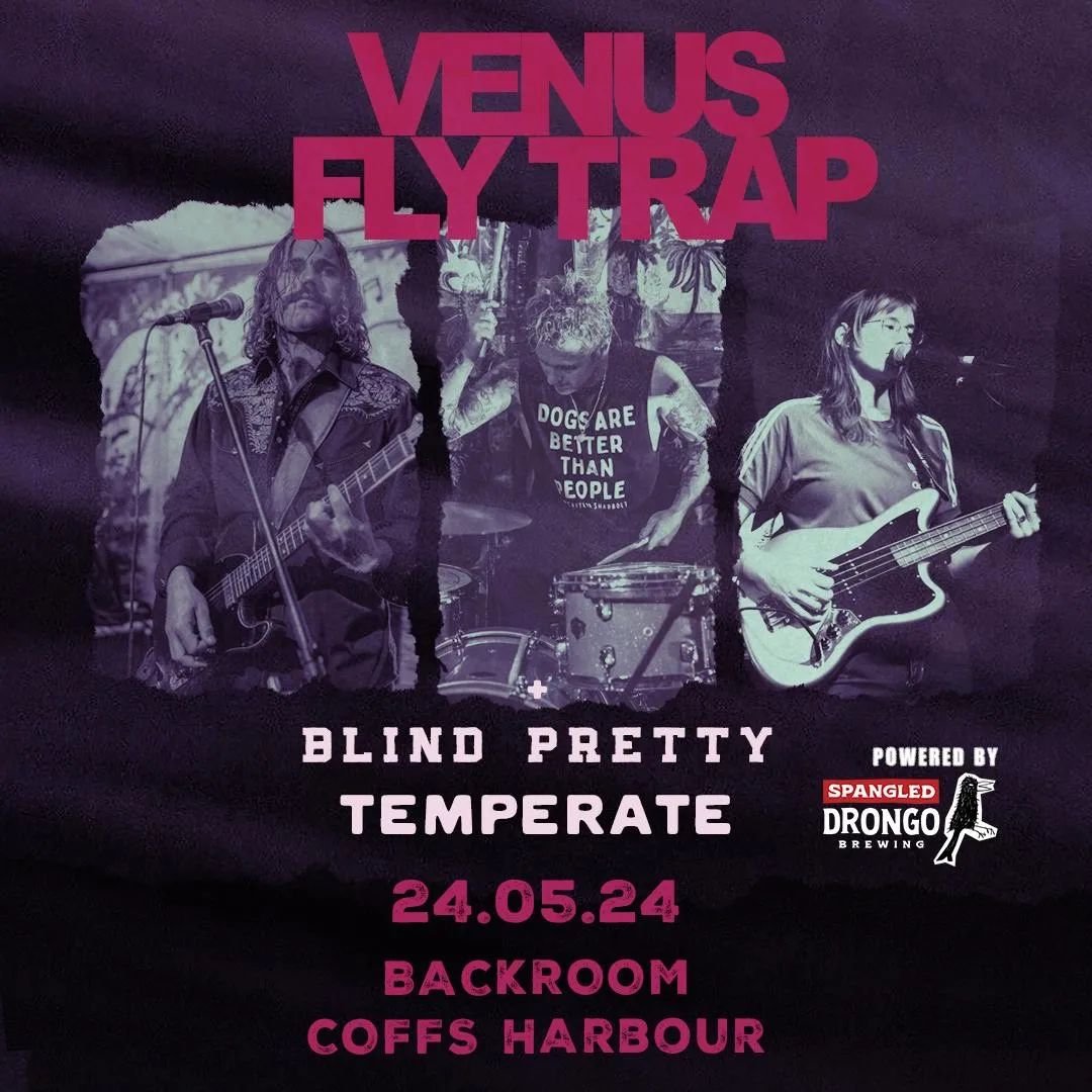 🚨 FREE GIG ALERT! 🚨 @venusflytrap.band is returning to @backroomcoffs on 24 May with 2 x local supports @blind_pretty and @temperate_band 

Sign up for the free tickets online now so you can get event reminders. 🍻

Catch ya at the BACKROOM. 

--

