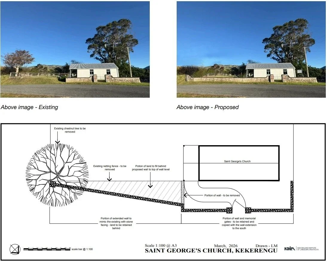 Proposed wall extension at St. George’s, Kekerengu. 