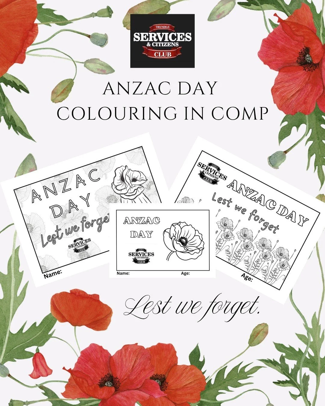 Colouring in comp entries are due back to the club tonight. 
 #anzacday