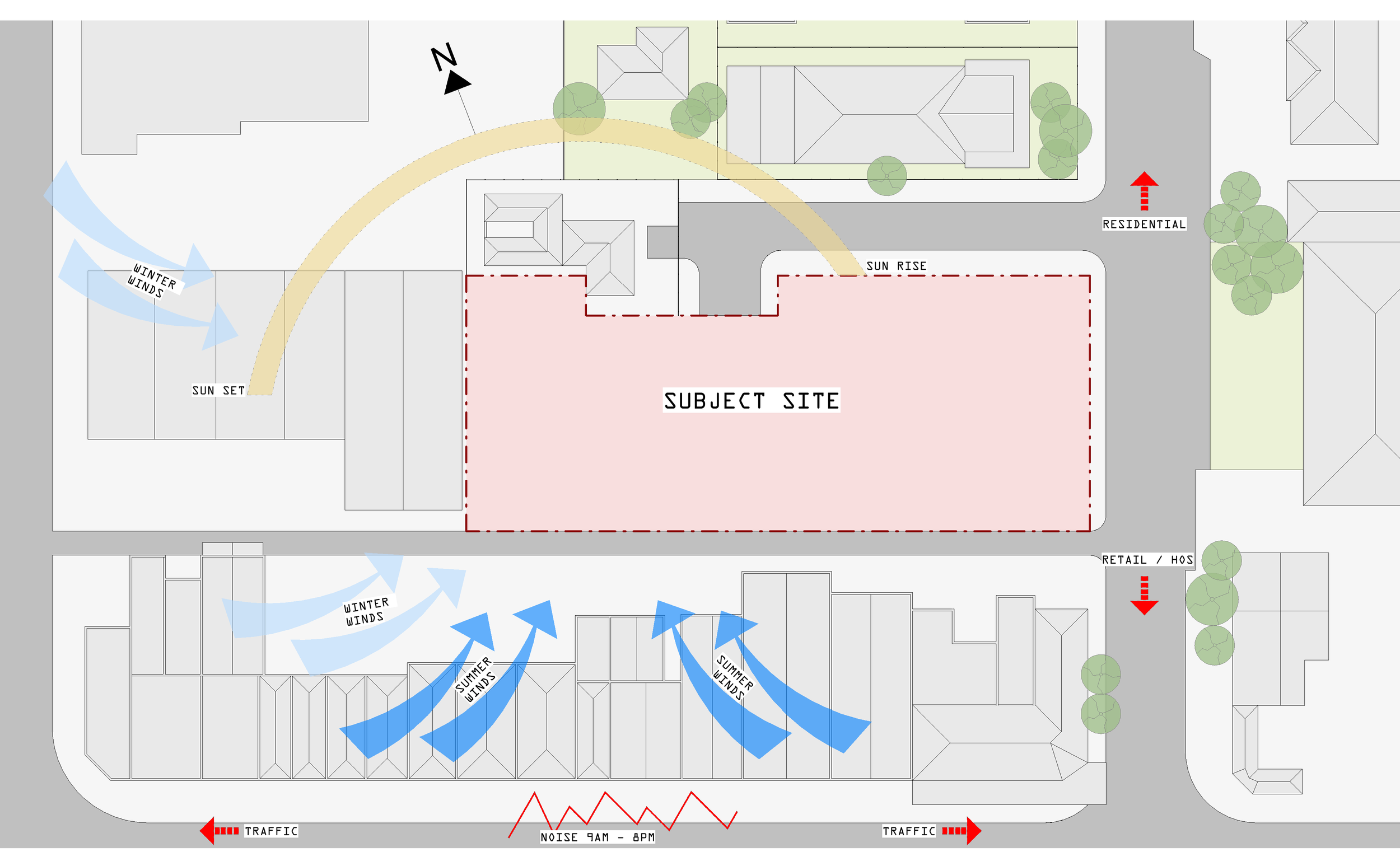 Feasibility Studies. Creating the Building Envelope with understanding of the existing conditions. Programs of residential and commercial start to form an understanding of proportions and compositions