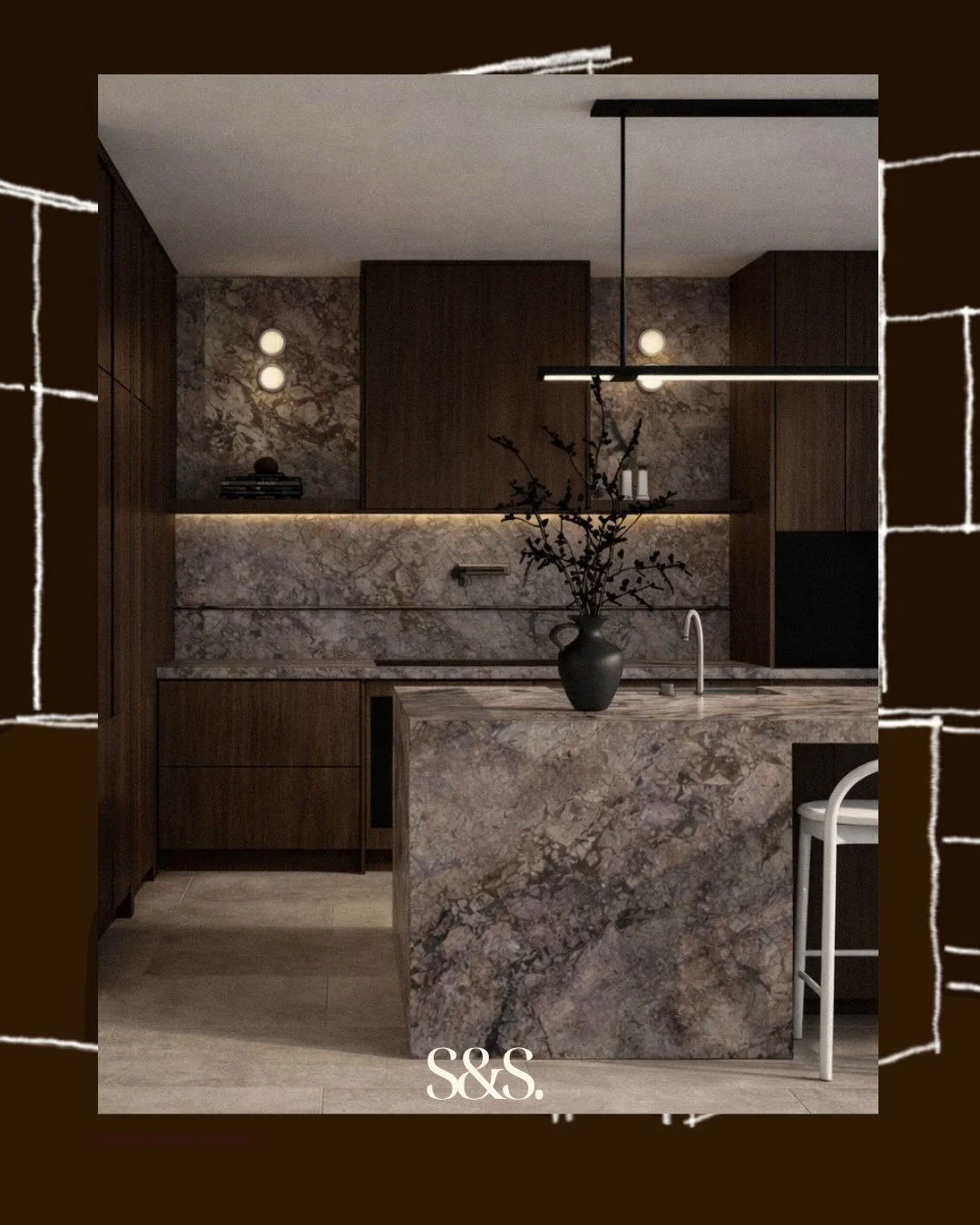 Initial concepts for one of our mid-mountain homes 🤎

There&rsquo;s been slight pivots since these renders, but the intent remains &mdash; a moody, confident material palette that feels deeply anchored to its surrounds. 

Earthy greens, softened blu