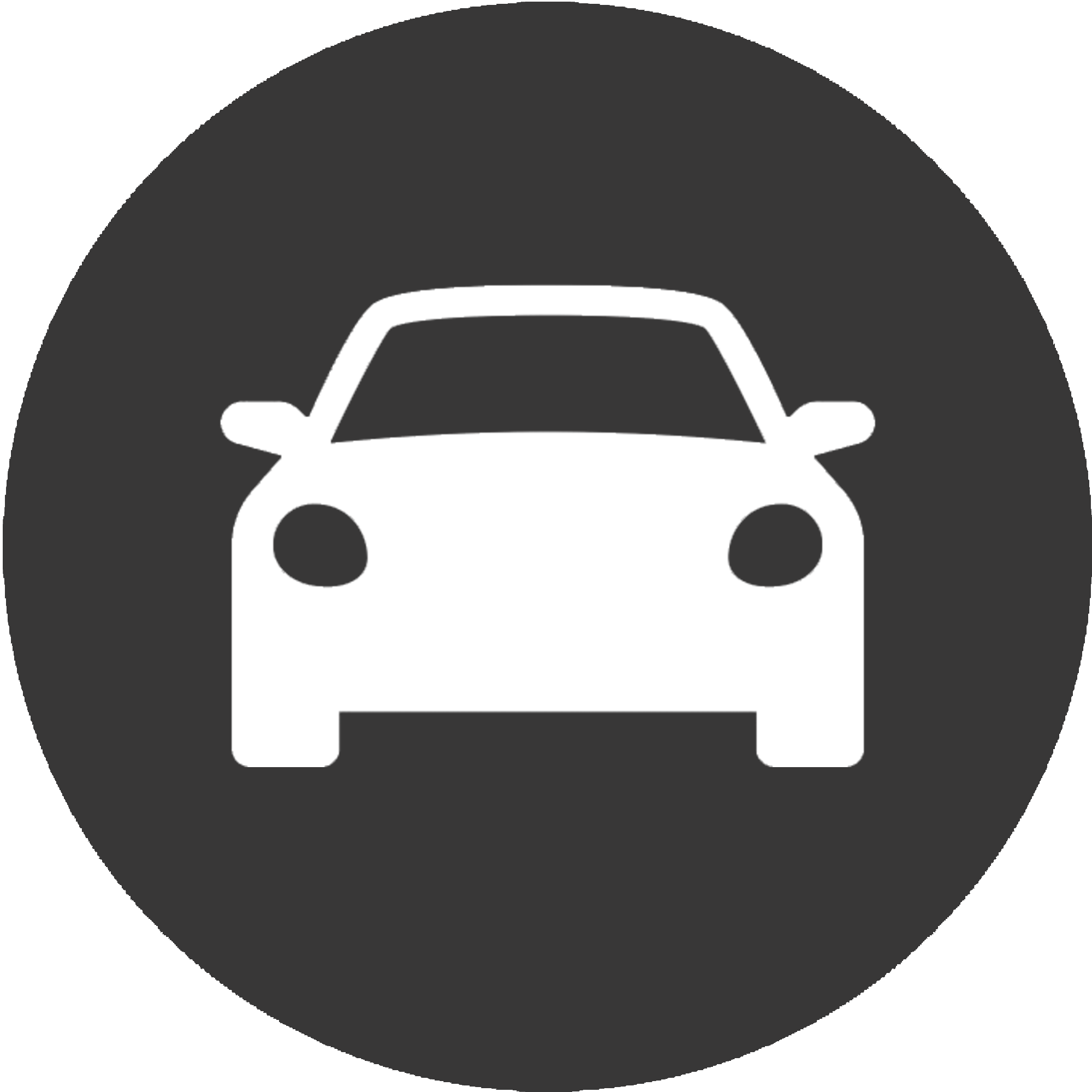 Icon of a black car inside a black circle