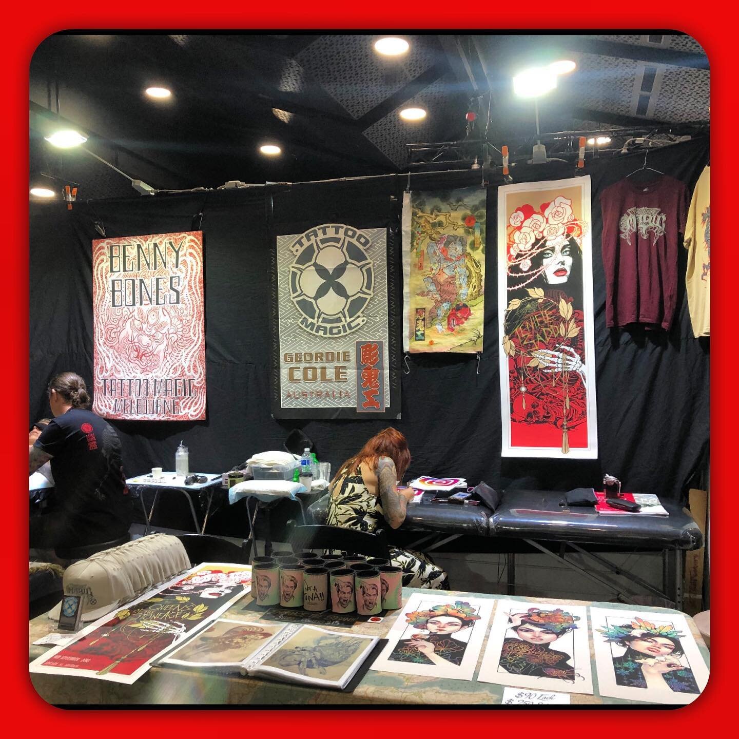 Tattoo Magic will be hanging out selling @teniele beautiful prints,T-shirts , caps ,stubby holders and and original painting by @geordiedanger  Also @bennybones has new kick arse prints ..Come by our booth it is gearing up to be a fun tattoo filled w
