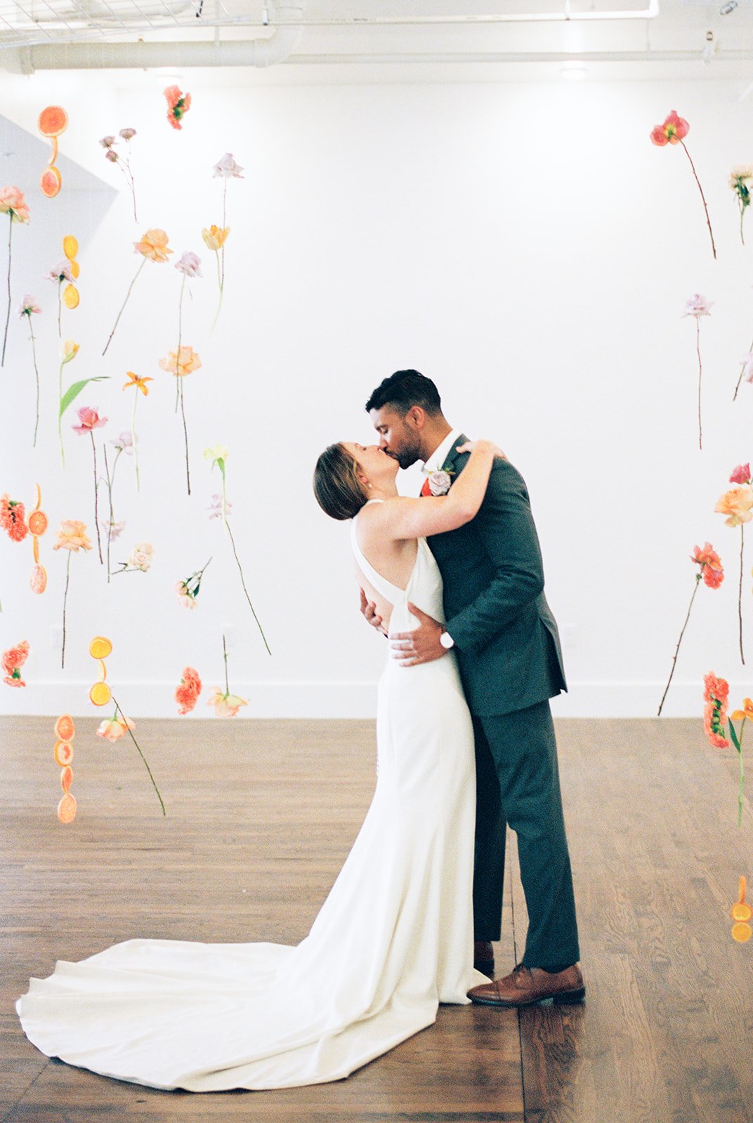 unique hanging ceremony floral installation