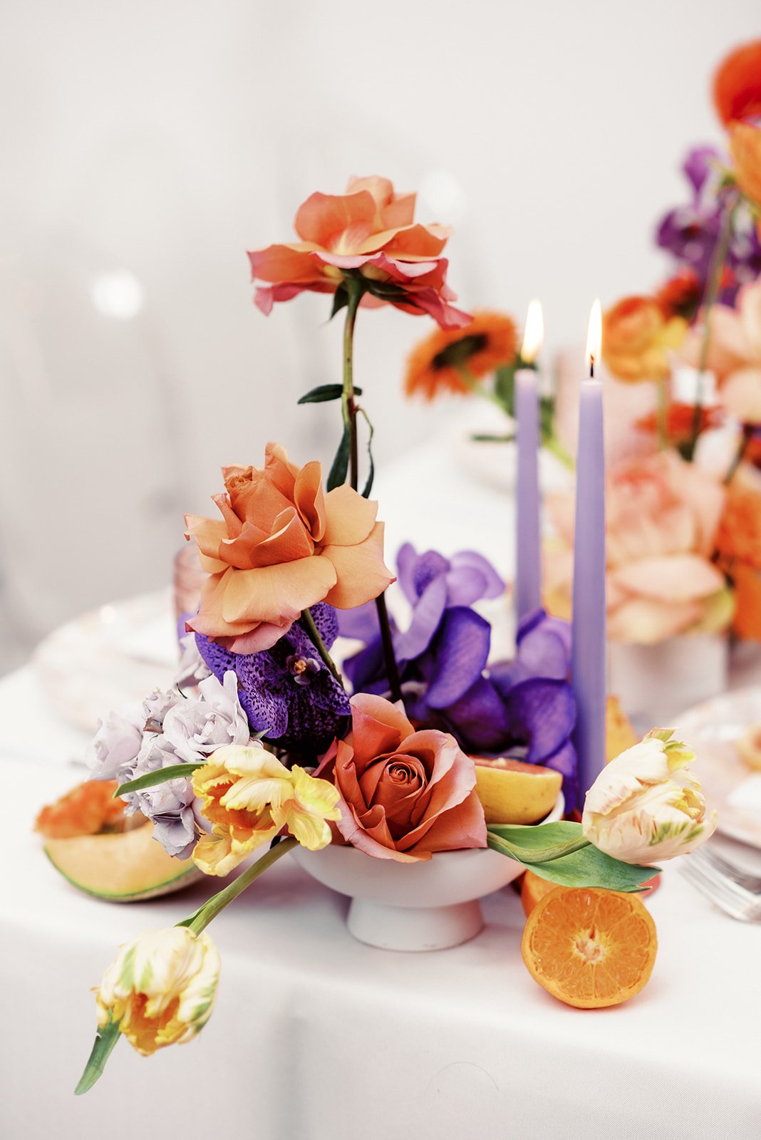 bright wedding centerpiece
