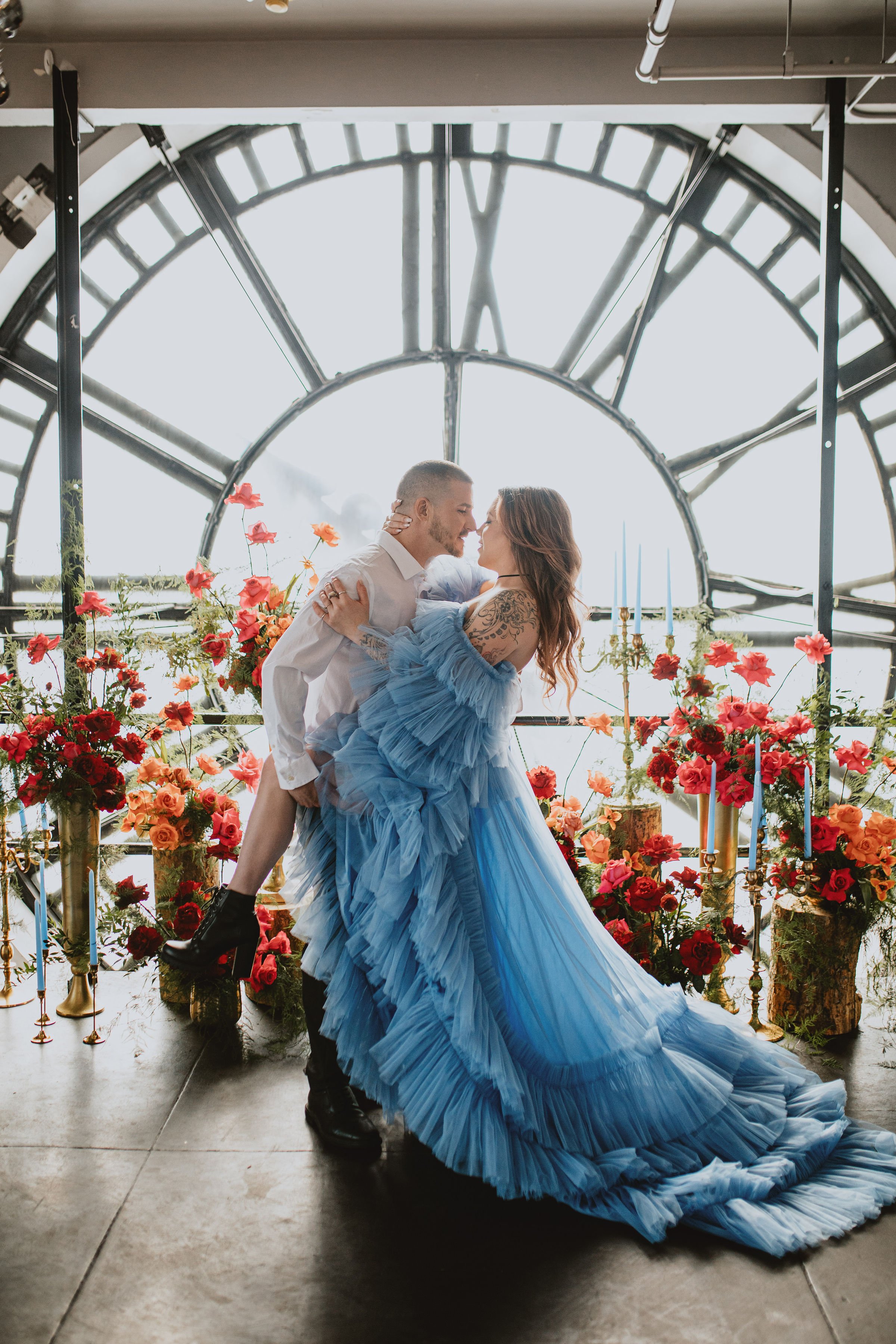 unconventional blue wedding dress