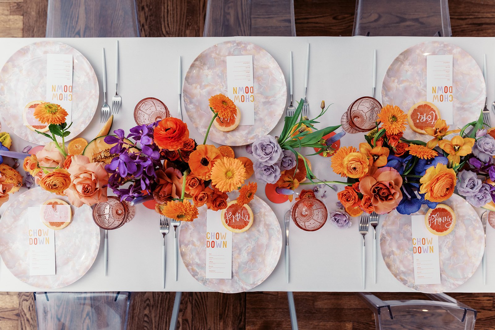fruit and floral tablescape