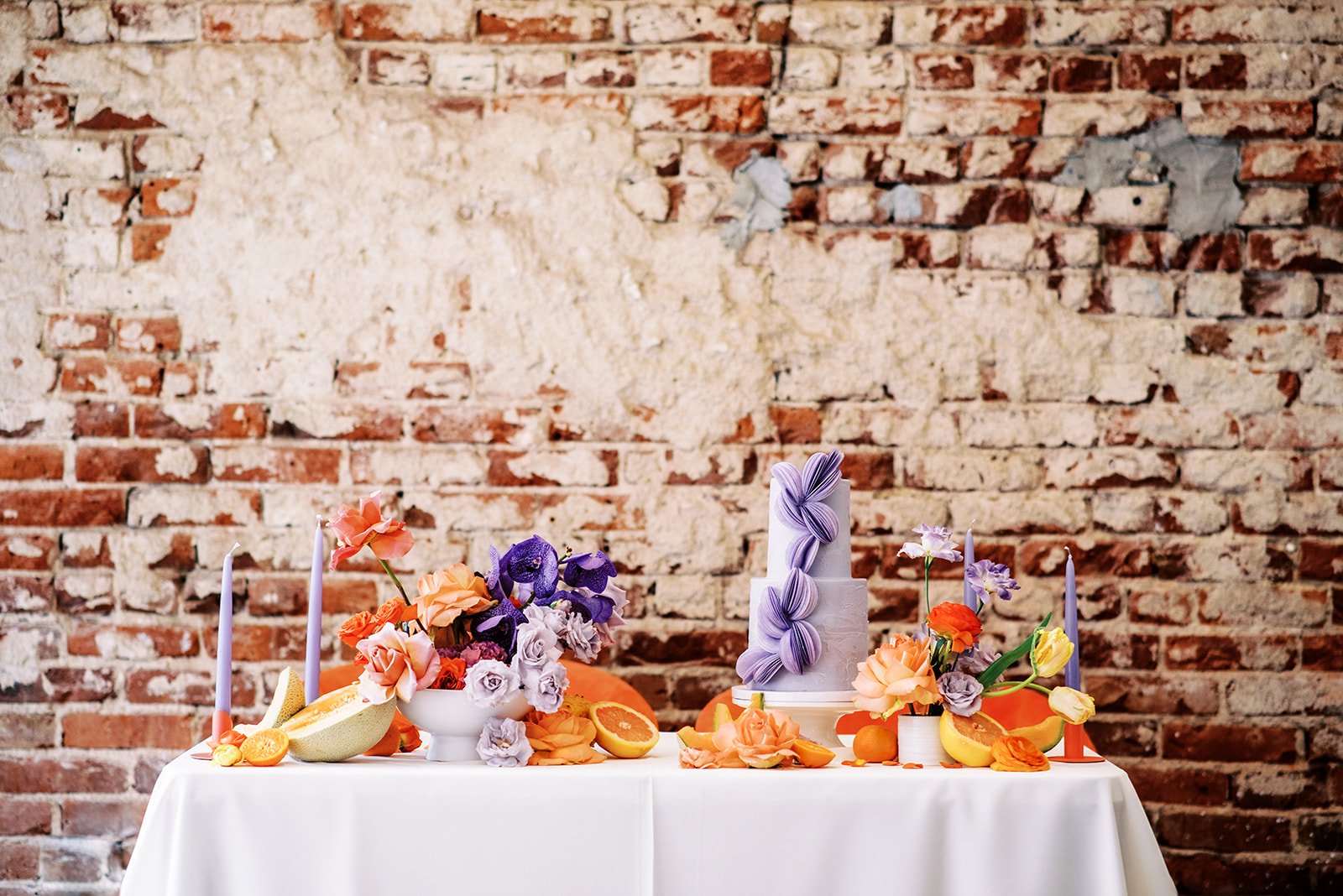 bright wedding cake display
