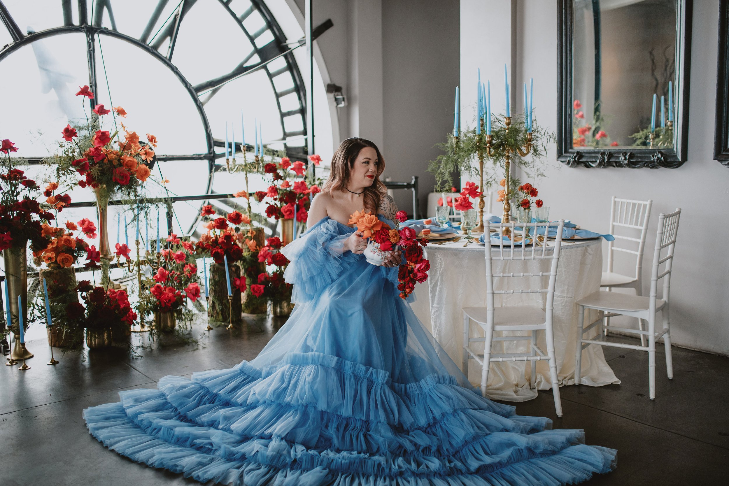 bold wedding design blue dress