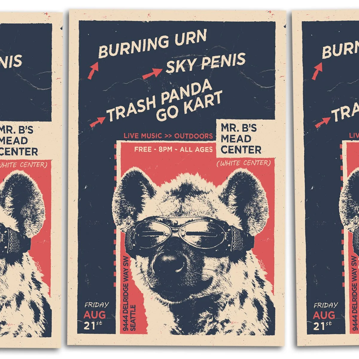 Live Music by Burning Urn, Sky Penis, Trash Panda Go Kart
